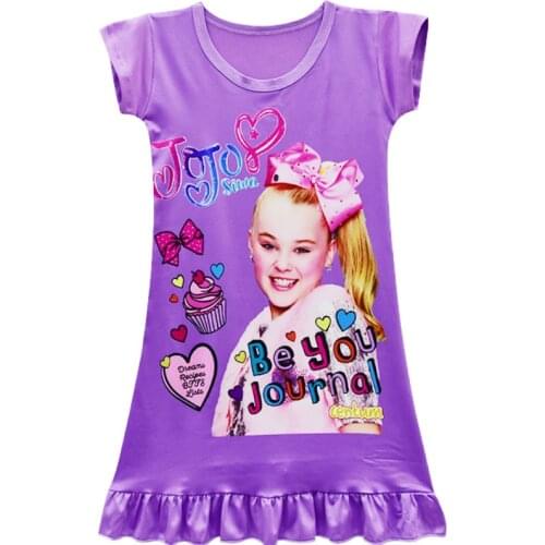 Girls siwa Dress Kids Baby Girls Purple JOJO Princess Home Summer Casual Dress Nightdress 4-14Y