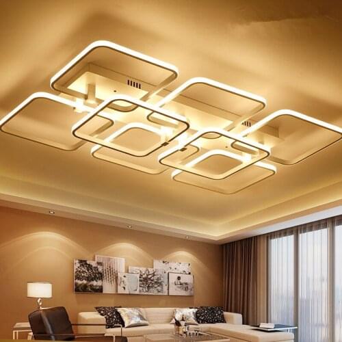 Square surface mounted modern led ceiling lights for living room light fixture indoor home decorative lampshade acrylic