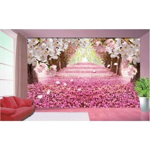 Garden Sakura Boulevard flowers 3D background wall mural painting photos Home Decoration decor wallpaper