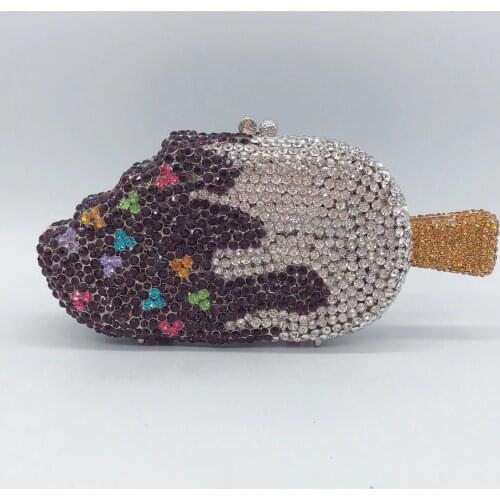 XIYUAN Popsicles/Sticks Shape Purple/Whtie Rhinestone Diamond Women’s Evening Purse Fashion Ladies Dinner Party Mini Clutches