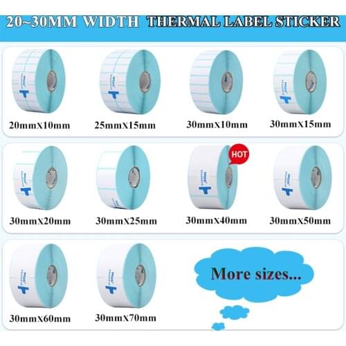 Thermal Label Sticker Paper 1 Roll Width 20mm ~30mm Supermarket Price Blank Barcode Label Direct Print Waterproof Print Supplies