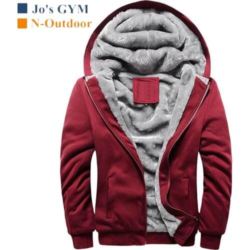 Outdoor Winter Men Hooded Fleece Jacket Baseball Uniform Hiking Thick Warm Sports Coat Solid Loose Plus Size Windproof Coat Male