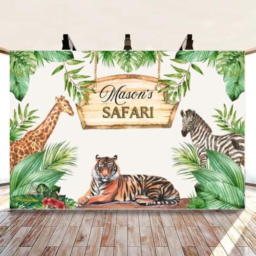 Spring Rain Forest Zebra Tiger Giraffe Cartoon Animal Background Boy Birthday Party Picture Photography Studio Backdrop