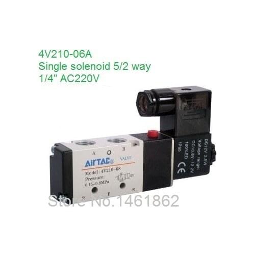 4V210-06A High quality 1/8" 2 Position 5 Port Air Solenoid Valve 4V210-06A Pneumatic Control Valve, AC 220V, CE