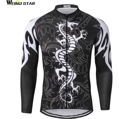 Weimostar Men Cycling Jersey bikejersey long sleeve shirts ropa ciclismo maillot clothing mtb Dragon black outdoor sportswear