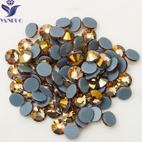YANRUO 2058HF Light Colorado Topaz Iron On Stones Sparkly Crystal Flatback Hotfix Strass Stones For Clothes Decoration