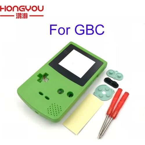Green Full Housing Repairt Parts Cover for Nintendo GBC Case Pack for Gameboy Color Shell with Screw buttons