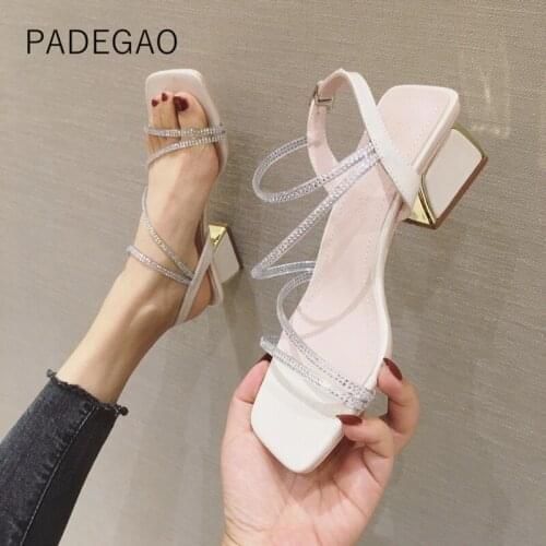 High Heel 2020 Women Sandals Blue Crystal Sandals Concise Solid Party Fashion Woman Sandals