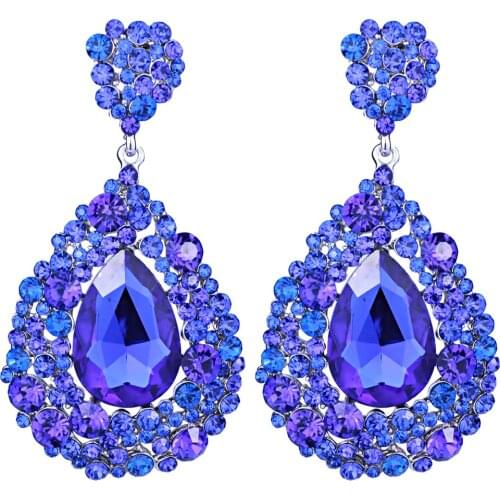 FARLENA Jewelry Exaggerated Water Drop Wedding Party Earrings Long Crystal Rhinestones Earrings for Women