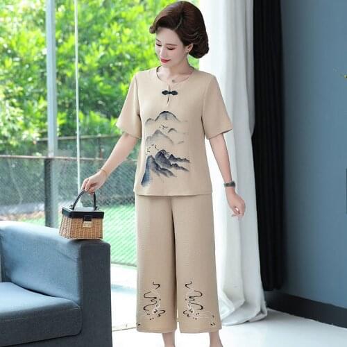 2 Pieces Set Womens Sets Printing Women Short Sleeve Top And Wide Leg Pants Suits Casual Sets Two Piece Outfits Clothing XL-5XL