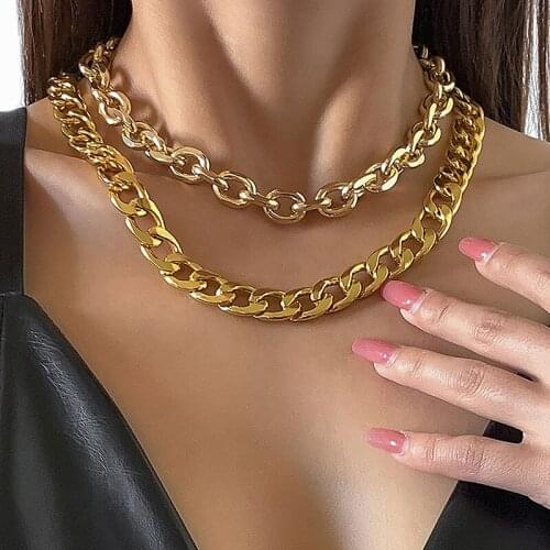 Punk Aluminium Alloy Thick Chain Choker Necklaces for Women Vintage Hiphop Geometric Clavicle Necklace Colar Jewelry Party Gift