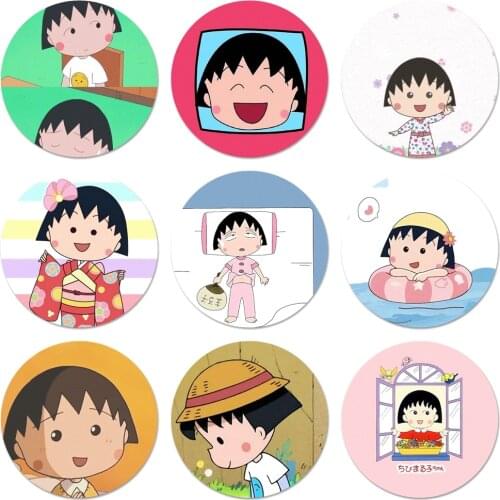 Chibi Maruko Icons Pins Badge Decoration Brooches Metal Badges For Backpack Decoration 58mm