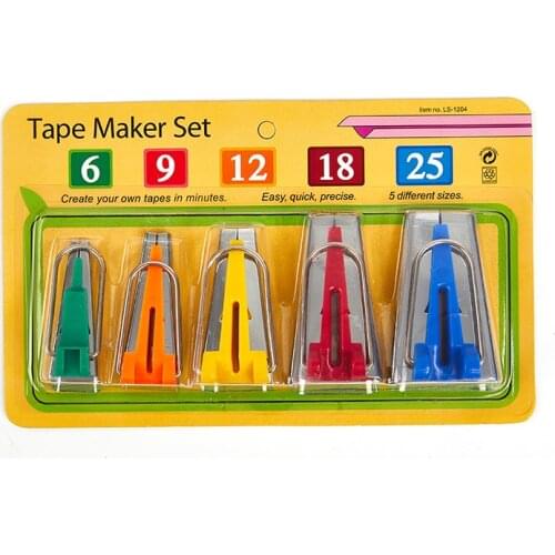 1set Bias Tape Maker Set 5 Size 6mm 12mm 18mm 25mm Bias Tape Maker Sewing Accessories