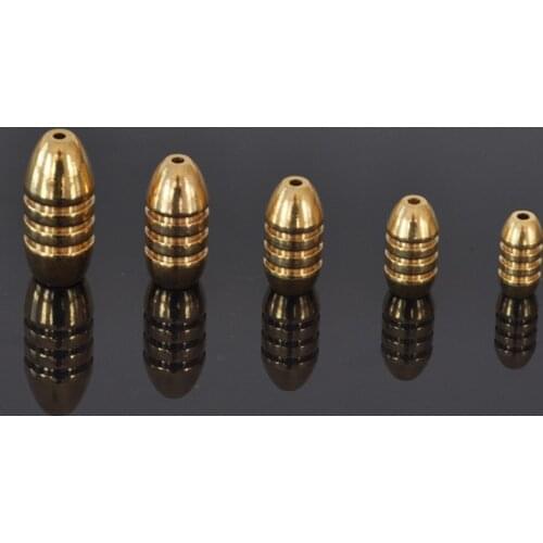 10Pcs thread copper ball pendant pure copper fishing hooks Deep Water Bullet Weight soft bait accessories pesca fishing tackle