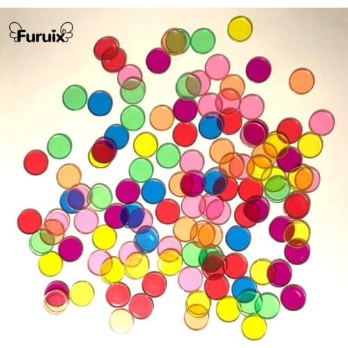 100Pcs 1.9CM Metal Edge Disc Color Transparent Disc Montessori Color Cognitive Math Learning Education Toys Magnetic Stick