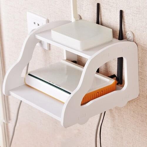 2-tiers Set Top Box Carrier Wall Hanging Router Shelf Storage Carrier Rack for Home Office