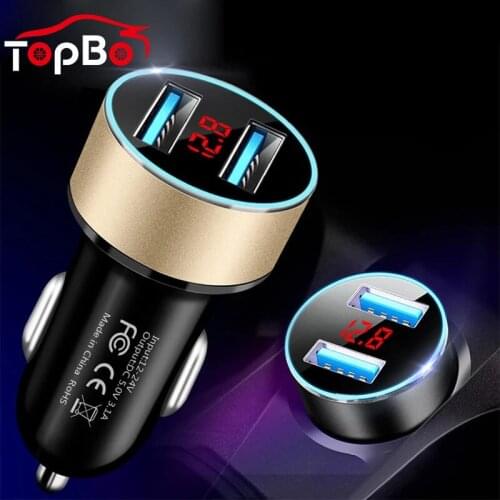 3.1A Auto Car Fast Charging Adapter Dual USB LED Display Car Cigarette Lighter Mobile Phone Charger Fit For Xiaomi IPhone Huawei