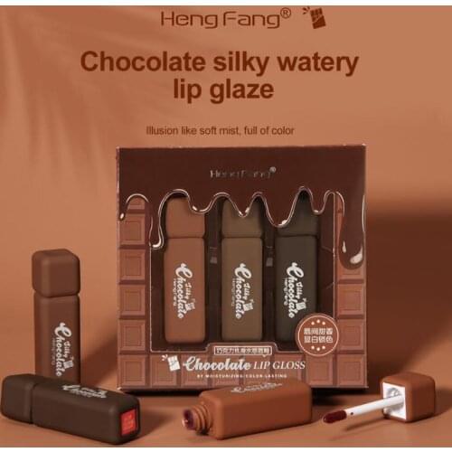 3PC/set Chocolate Lipstick Set Moisturizing Lip Glaze Set Velvet Matte Lip Tint Wommen Makeup Cosmetic Maquiagem TSLM1