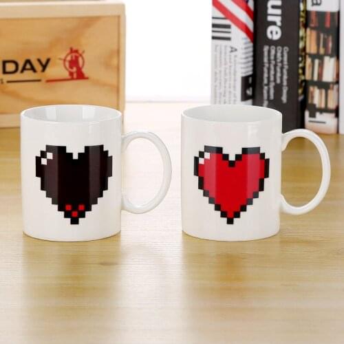 350ml Heart Magic Temperature Changing Cup Color Changing Chameleon Mugs Heat Sensitive Cup Coffee Tea Milk Mug Novelty Gifts
