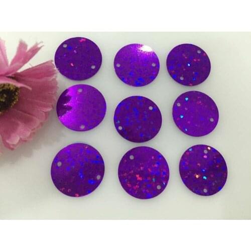 60pcs Large Round Sequins 50mm PVC Flat Paillette Hologram Craft Wedding Decoration 2 Side Holes Laser Purple