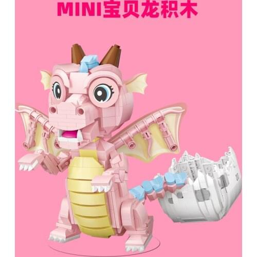 771pcs+ LOZ MINI Building Blocks creative assembly pink baby dragon/xmas house Anime Action Figuers Toys for kids Brinqueos