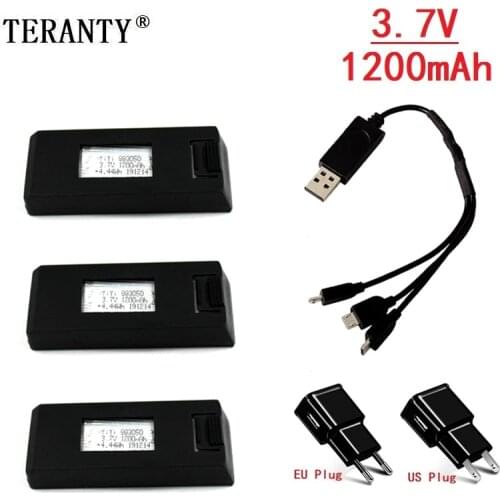 SG107 battery Mini Drone parts 3.7 V 1200mAh lipo battery foldable Quadcopter RC Drones helicopter accessories with 3in1 charger