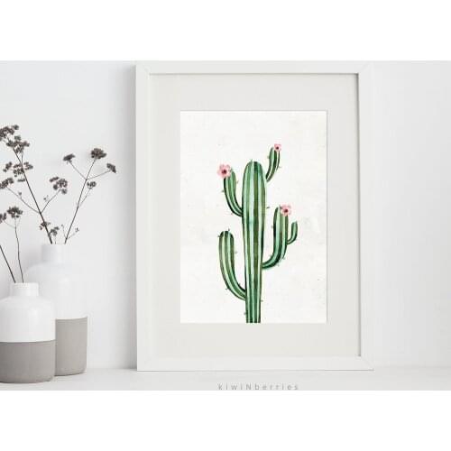Watercolors Plants Cactus Flower Poster Prints Minimalist Decoration Art Canvas Painting Wall Picture for Living Room Home Decor