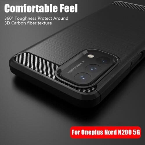 For OnePlus Nord N200 5G Case Shockproof Bumper Carbon Fiber Soft Silicone TPU Slim Phone Back Cover One Plus Nord N200 5G Case