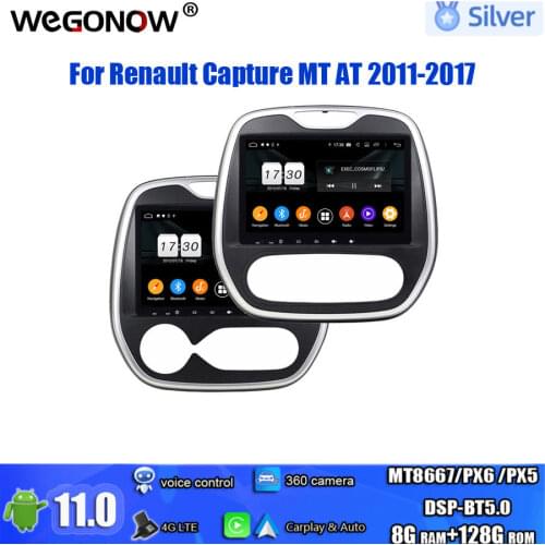For Renault Capture MT AT 2011-2017 PX6 DSP Carplay Android10.0 4GB 64GB ROM Car DVD Player GPS Map RDS Radio wifi Bluetooth 5.0