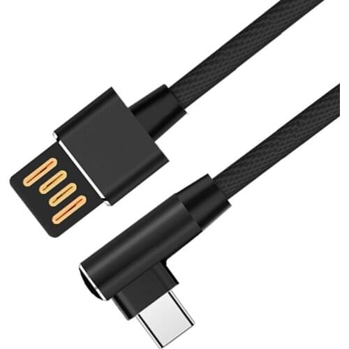 EtopLink L Type 90 Degree TYPE-C Micro USB Fast Charge USB Data Cable 2.4A Charging Data Transfer Cable 1M Black