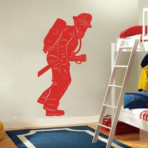 Fire Dept Fireman Hero Wall Sticker Boy Room Playroom Firefighter Firefighting Wall Decal Bedroom Kids Room Vinyl Decor