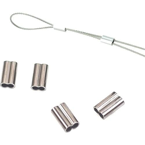 20pcs 6 Size Barrel Crimping Sleeves Copper Double Tube Sea Fishing Wire Sleeve Fishing Line Tube Inside