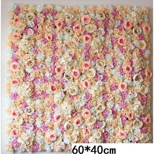 60*40CM Artificial Flowers Wall Hanging Flower Head Silk Rose Floral For Wedding Backdrop