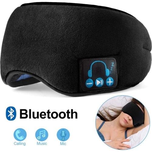 JINSERTA Wireless Bluetooth 5.0 Stereo Earphone Soft Washable Sleeping Eye Mask Headset Music Player with Mic Support Handsfree
