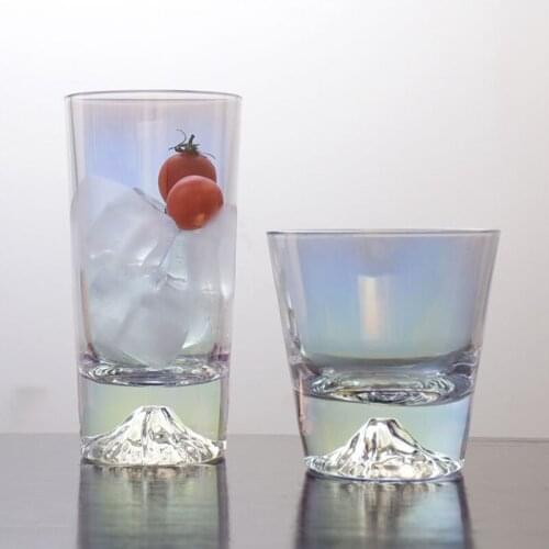 Creative fuji mountain glass whiskey glasses snow mountain beverage cup ins colorful cup water drinks cups Bar wine glasses