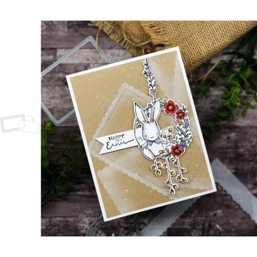 Square Lace Hollow Frame Metal Cutting Stencil DIY Scrapbooking Easter Craft Embossing Making Stencil