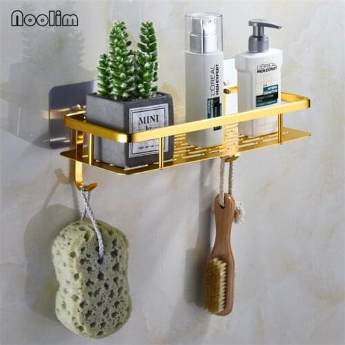 Rectangle Wall Mounted Aluminum Shower Caddy For Shampoo Cosmetics Holder Kitchen Organizer Sink Cleaning Brush Storage Rack