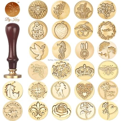 Brass Wax Seal Stamp Diy Fire Lacquer Greetings Gaisy Rose Strawberry Flower Wasp Seals Wedding Invitation Sealing Wax Stamp