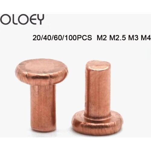 M2/M2.5/M3/M4*3/4/5/6/8/10/12/14/16/20mm Standard GB109 flat head copper rivet solid rivet flat cap copper nail