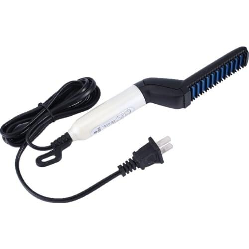 Multifunctional Curling Hair Comb Quick Heating Beard Straightener Curler Show Cap Men Beauty Hair Styling Tool Gift Box Pack