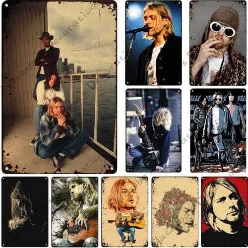Musician Kurt Cobain Rusty Vintage Poster Singer Metal Tin Sign Home Bar Pub Club Metal Signs Poster Metal Plaque Wall Plate
