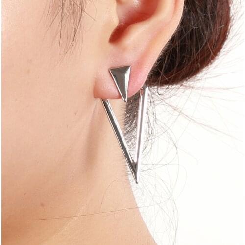 New Fashion Simple Ouble Sided Gold Silver Stud Earring For Women Triangle Stud Earrings For Women Girls Jewelry Party Gifts