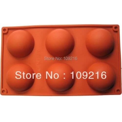 Wholesale!!! 1pcs 6 Holes Hemispherical Food Grade Silicone Cake/Chocolate/Pudding/Jelly/Ice DIY mold