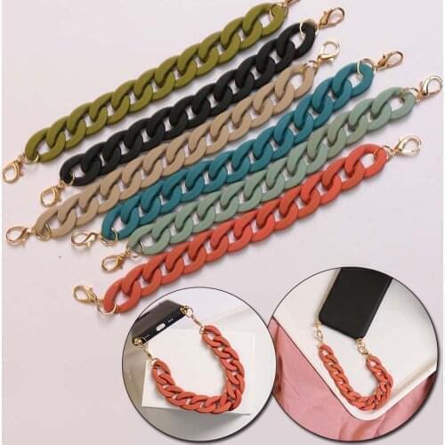 Candy Color Plastic Chain With Lobster Clasp DIY Mobile Phone Case Cord Phone Ornaments Bag Handle Strap Handmade Accessories