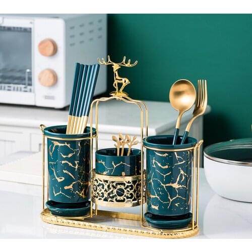 Nordic light luxury knife, fork, spoon, chopsticks container, kitchen, chopsticks container, ceramic container