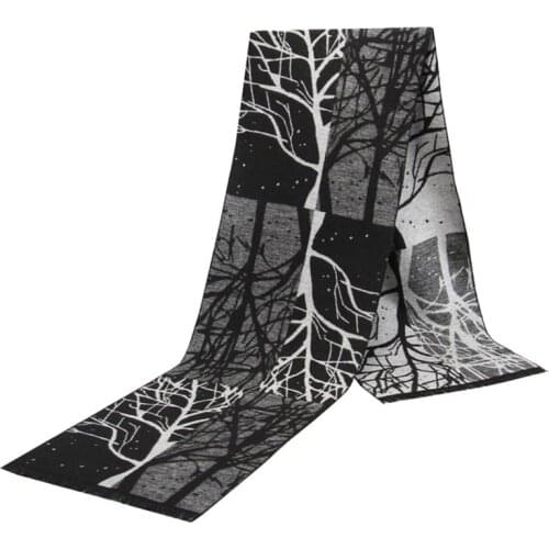 Men Printed Scarf 2020 Winter New Jacquard Flannel Tree Pattern Tassels High Quality Warm 180*30CM Cotton Business Style Shawls