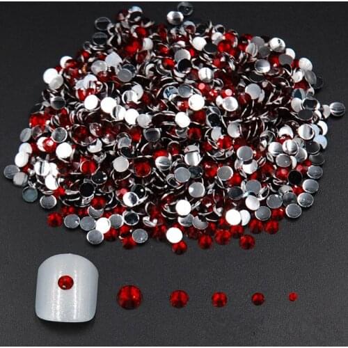 Mixed Sizes 2000pcs Red/Siam Acrylic FlatBack Rhinestones Nail Art Glitter Rhinestone For Nail Tools DIY Decoration