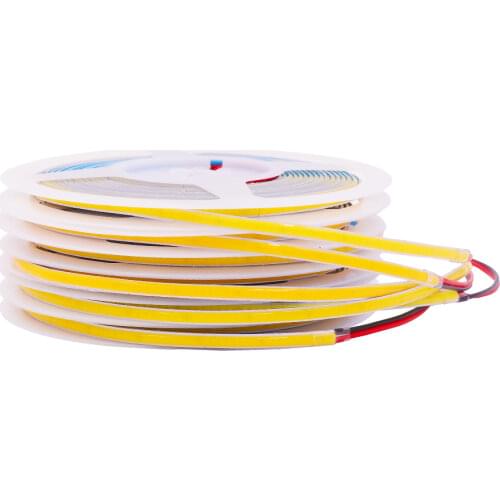 5mm Super Thin COB LED Strip 384Leds/m Flexible FOB LED Tape DC12V 24V LED Ribbon RA90 Rope Light Cabinet 3000K 4000K 6000K 5M