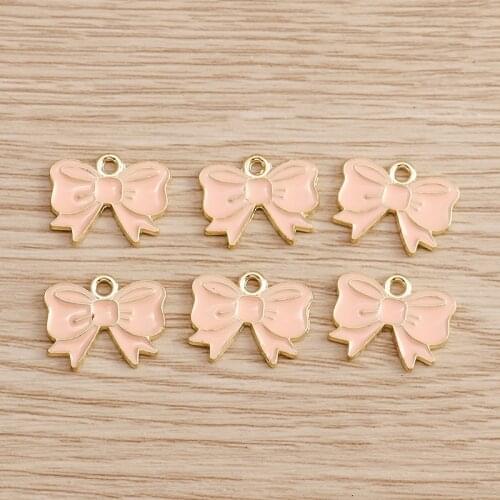 10pcs 16*13mm Elegant Enamel Bowknot Charms Pendants for Jewelry Findings Handmade Crafts Necklaces Earrings Charms DIY Making