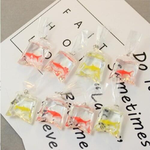 10pcs Transparent Resin Goldfish Pendant Small Fish In Water Bag DIY Handmade Earring Pendant Material New Jewelry Discovery